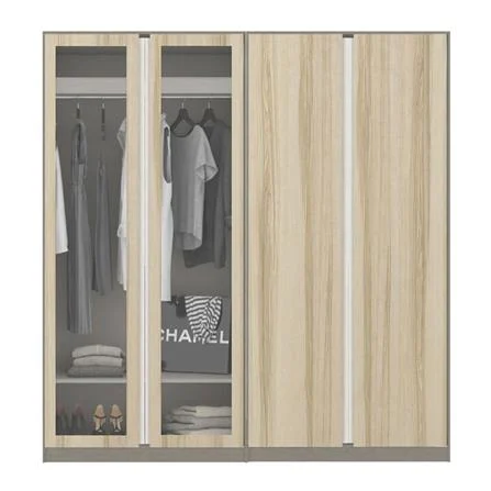 ตู้เสื้อผ้า 4 บานเปิด KONCEPT BLOX 200 ซม. สีลินด์เบิร์กโอ๊ค/กระจกใส