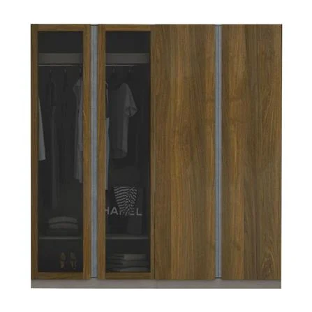 ตู้เสื้อผ้า 4 บานเปิด KONCEPT BLOX 200 ซม. สีเลกาโต้ตัดกระจกชาดำ